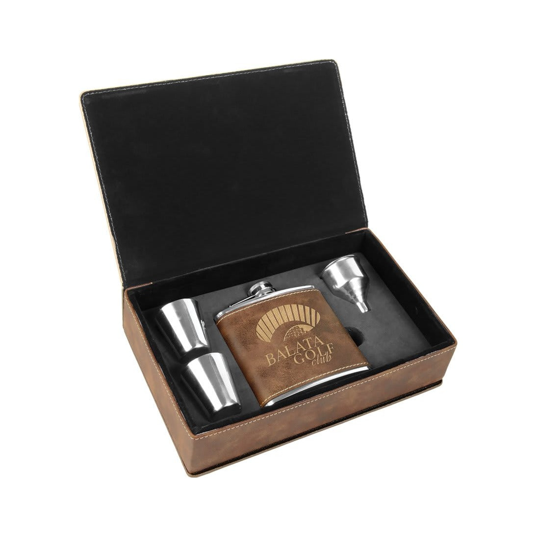 6 oz Leatherette Flask Gift Set