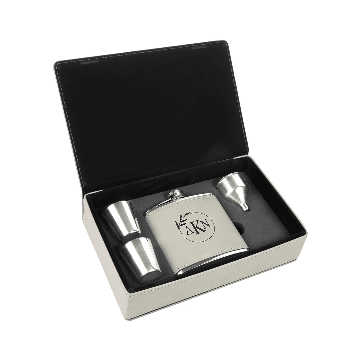 6 oz Leatherette Flask Gift Set