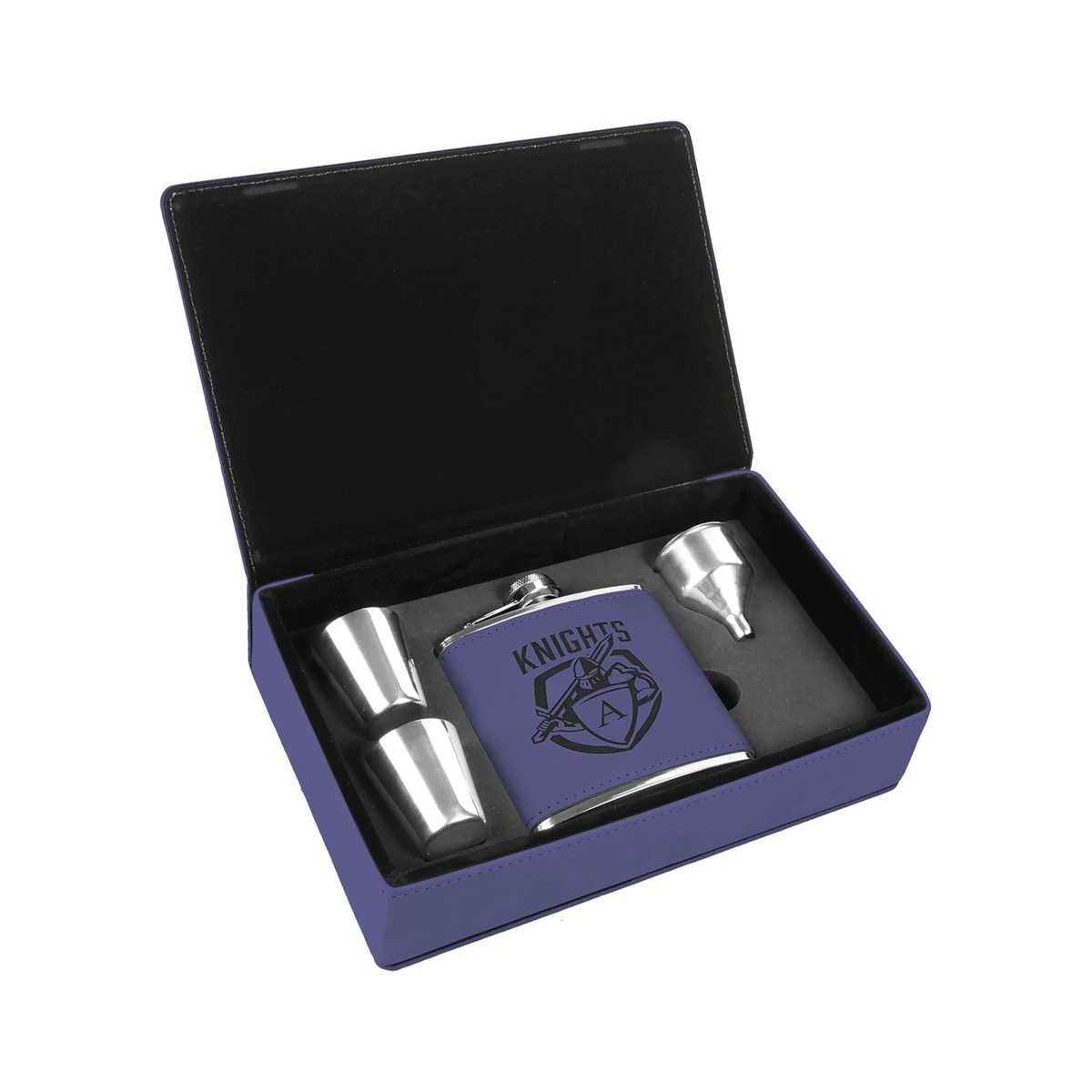 6 oz Leatherette Flask Gift Set