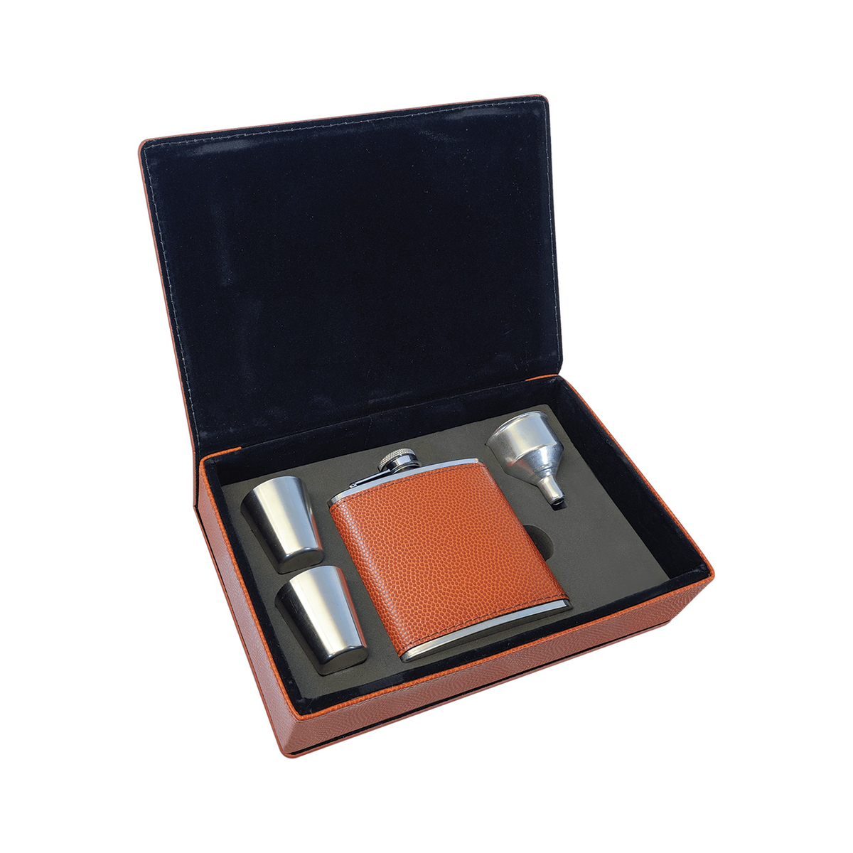 6 oz Leatherette Flask Gift Set
