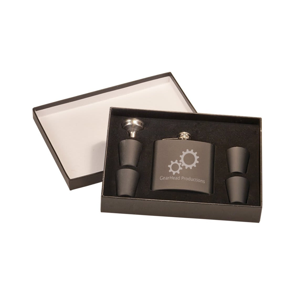 6 oz Flask Gift Set In Presentation Box with 4 Shot Glasses