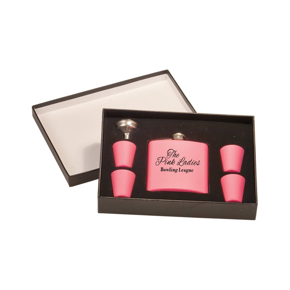 6 oz Flask Gift Set In Presentation Box with 4 Shot Glasses