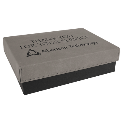 Gray Gift Box with Leatherette Lid