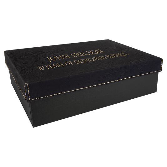 Black/Gold Gift Box with Leatherette Lid