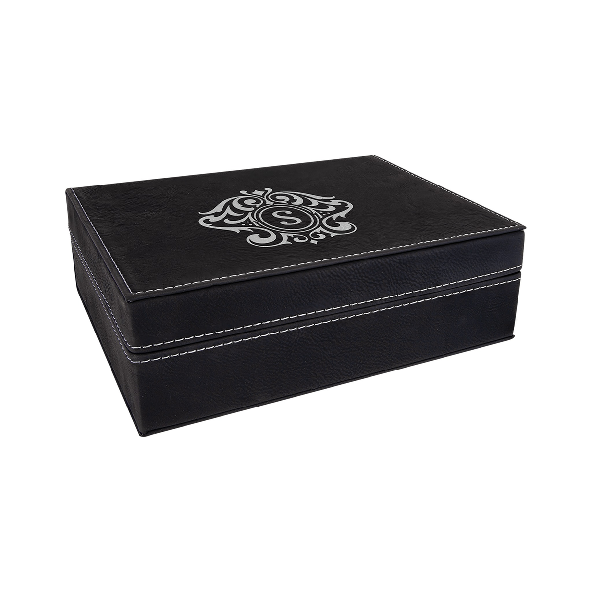 Leatherette Premium Gift Box, Black/Silver