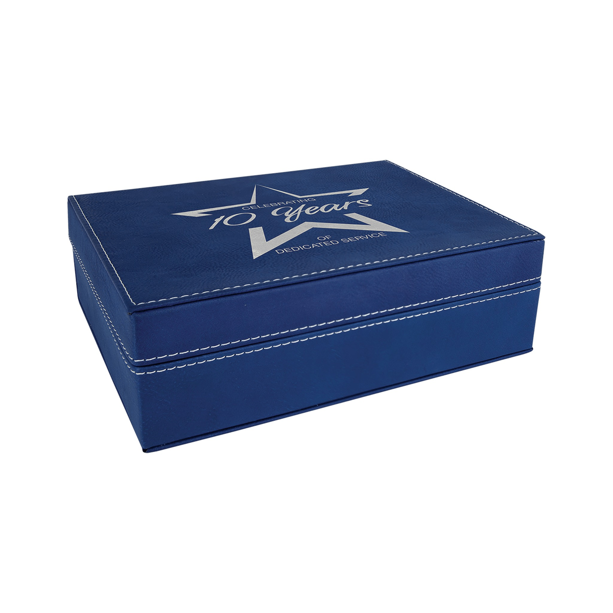 Leatherette Premium Gift Box, Blue/Silver