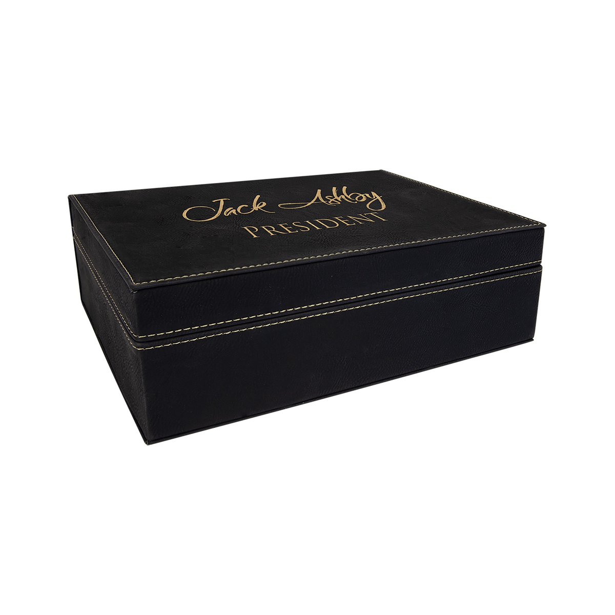 Leatherette Premium Gift Box, Black/Gold