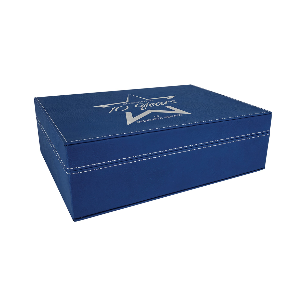 Leatherette Premium Gift Box, Blue/Silver