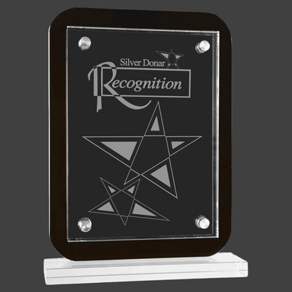 Black Floating Glass Standup Plaque