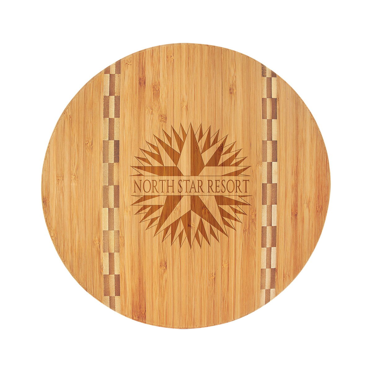 Round Bamboo Cutting Board with Butcher Block Inlay