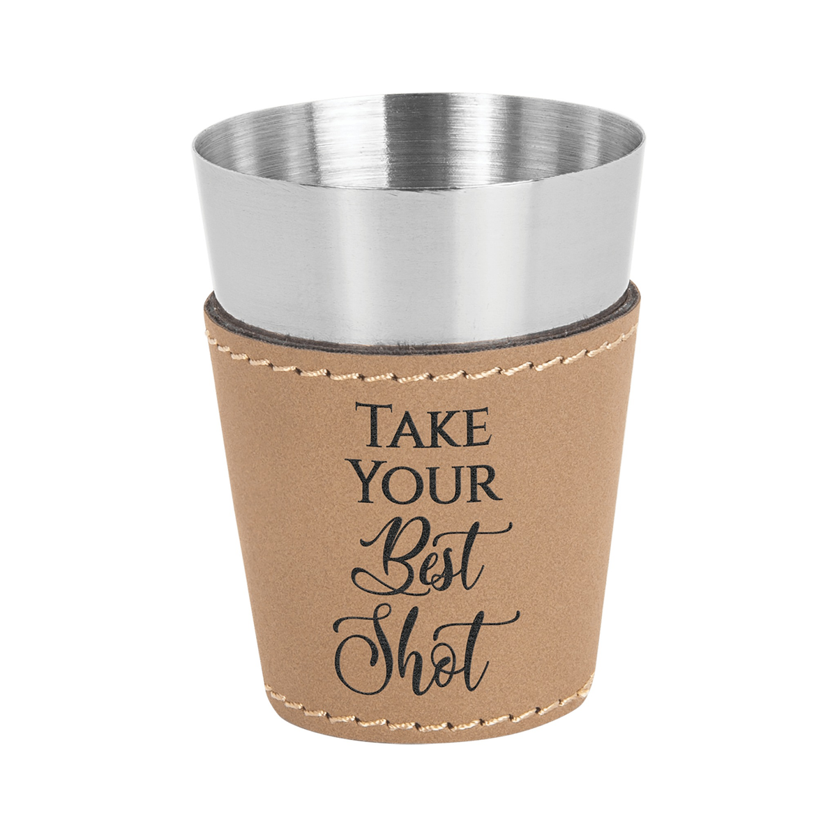 Shot Glass 2 oz Leatherette and Stainless Steel
