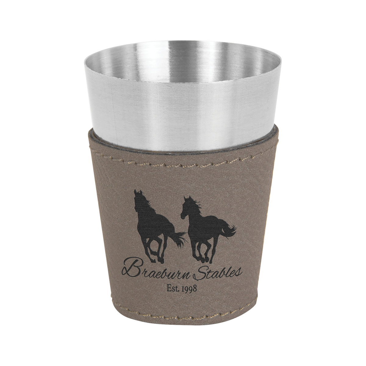 Shot Glass 2 oz Leatherette and Stainless Steel