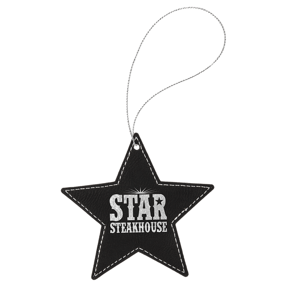 Leatherette Star Ornament with String 4"