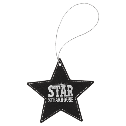Leatherette Star Ornament with String 4"
