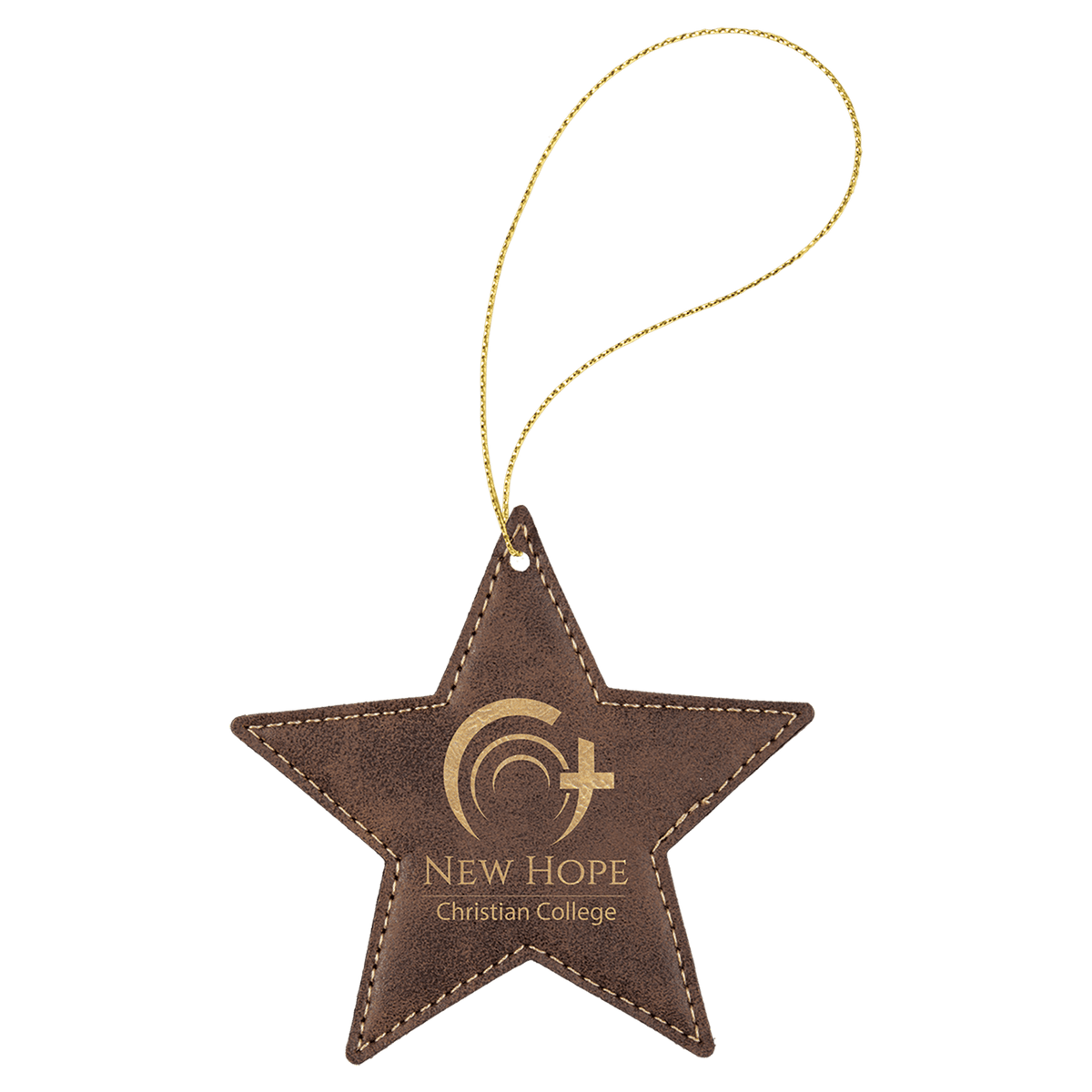 Leatherette Star Ornament with String 4"