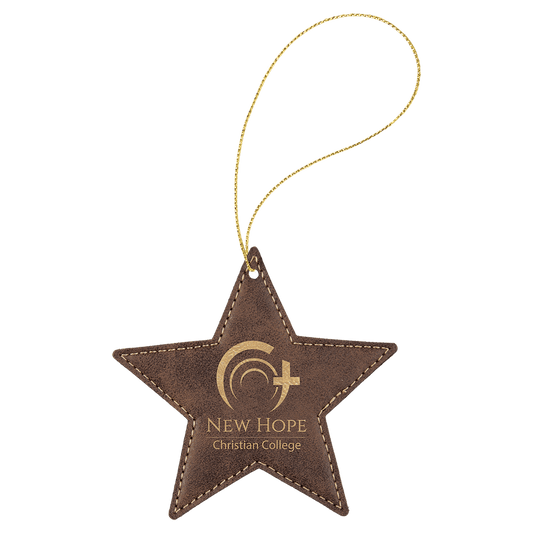 Leatherette Star Ornament with String 4"