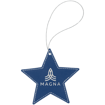 Leatherette Star Ornament with String 4"