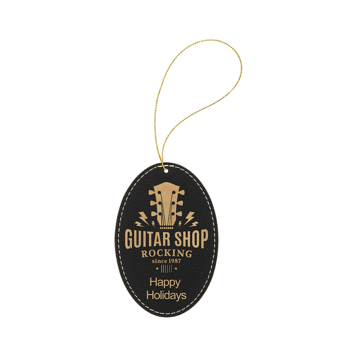 Leatherette Oval Ornament with String 3" x 4.5"
