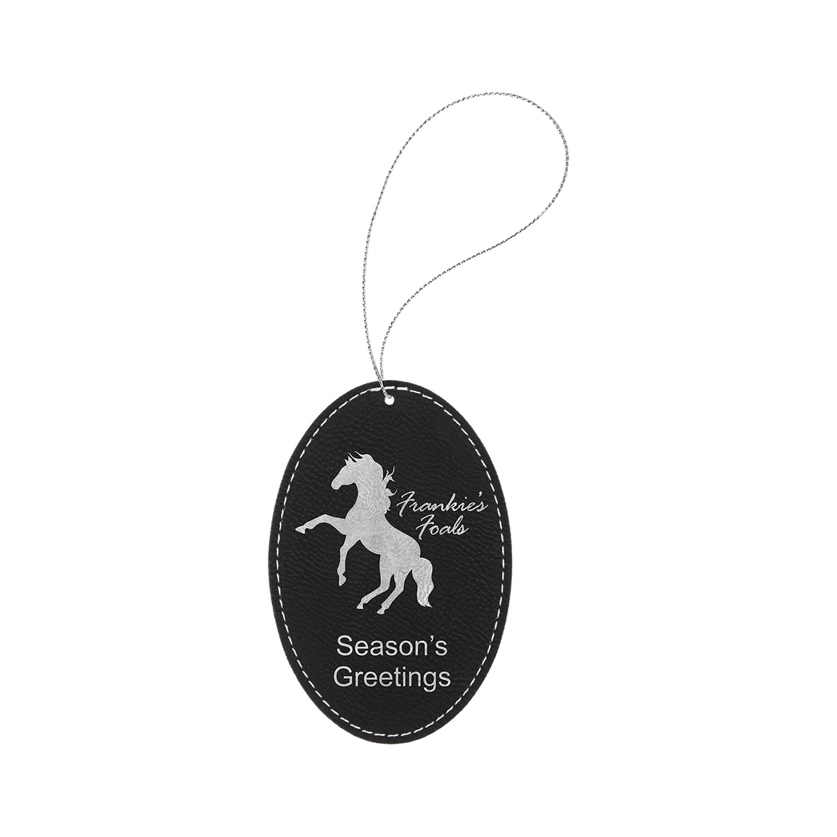 Leatherette Oval Ornament with String 3" x 4.5"