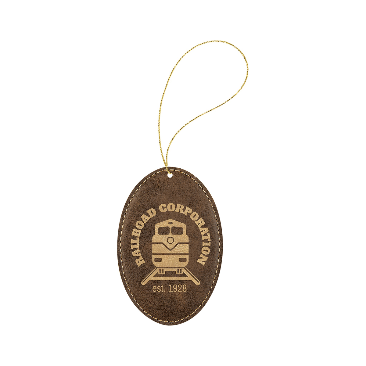 Leatherette Oval Ornament with String 3" x 4.5"