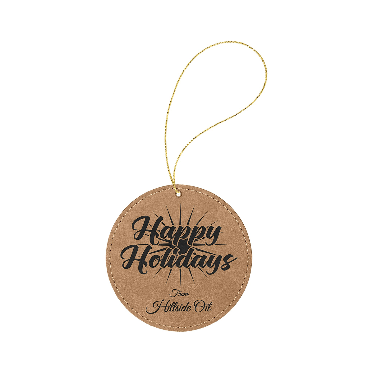 Leatherette Round Ornament with String 3.75"