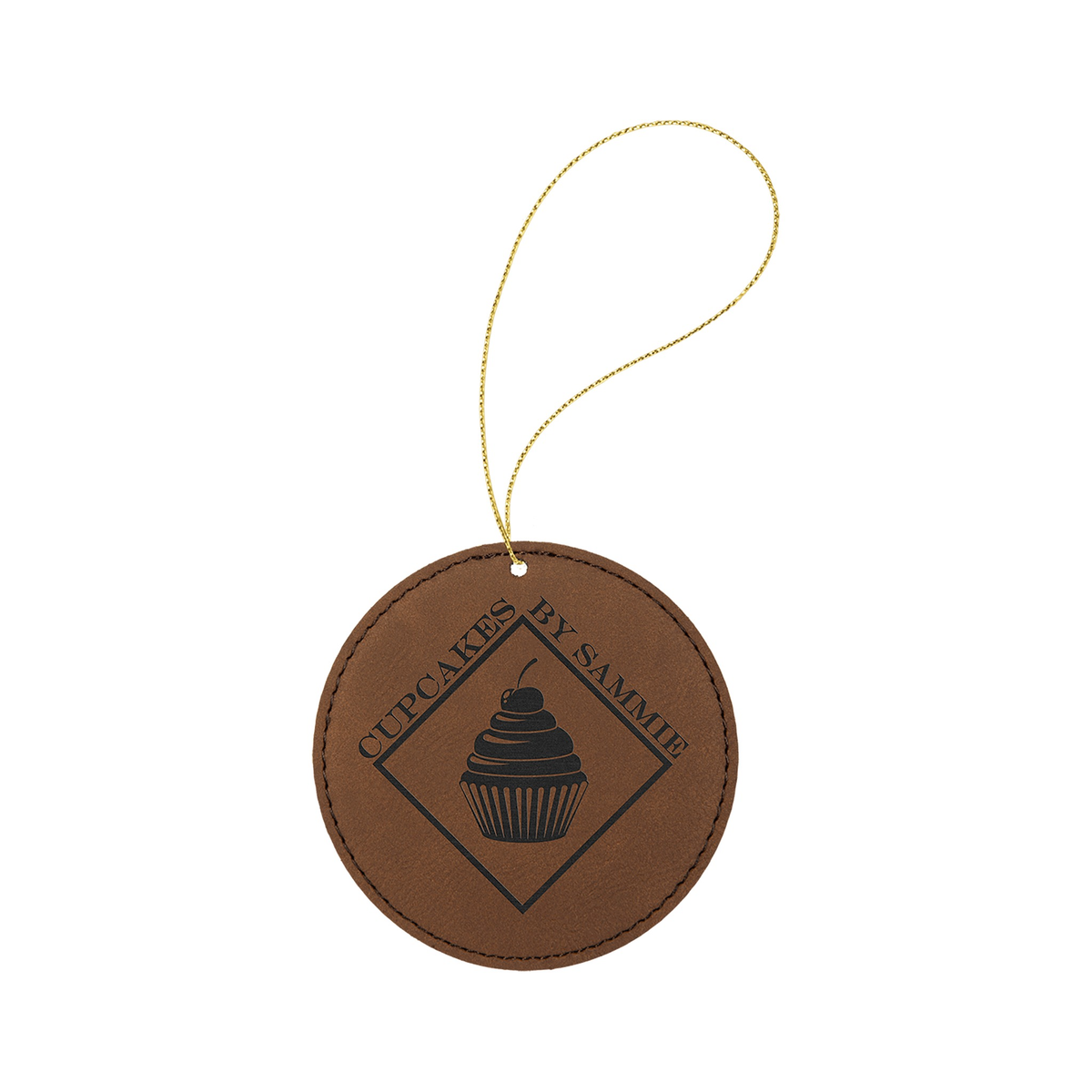 Leatherette Round Ornament with String 3.75"
