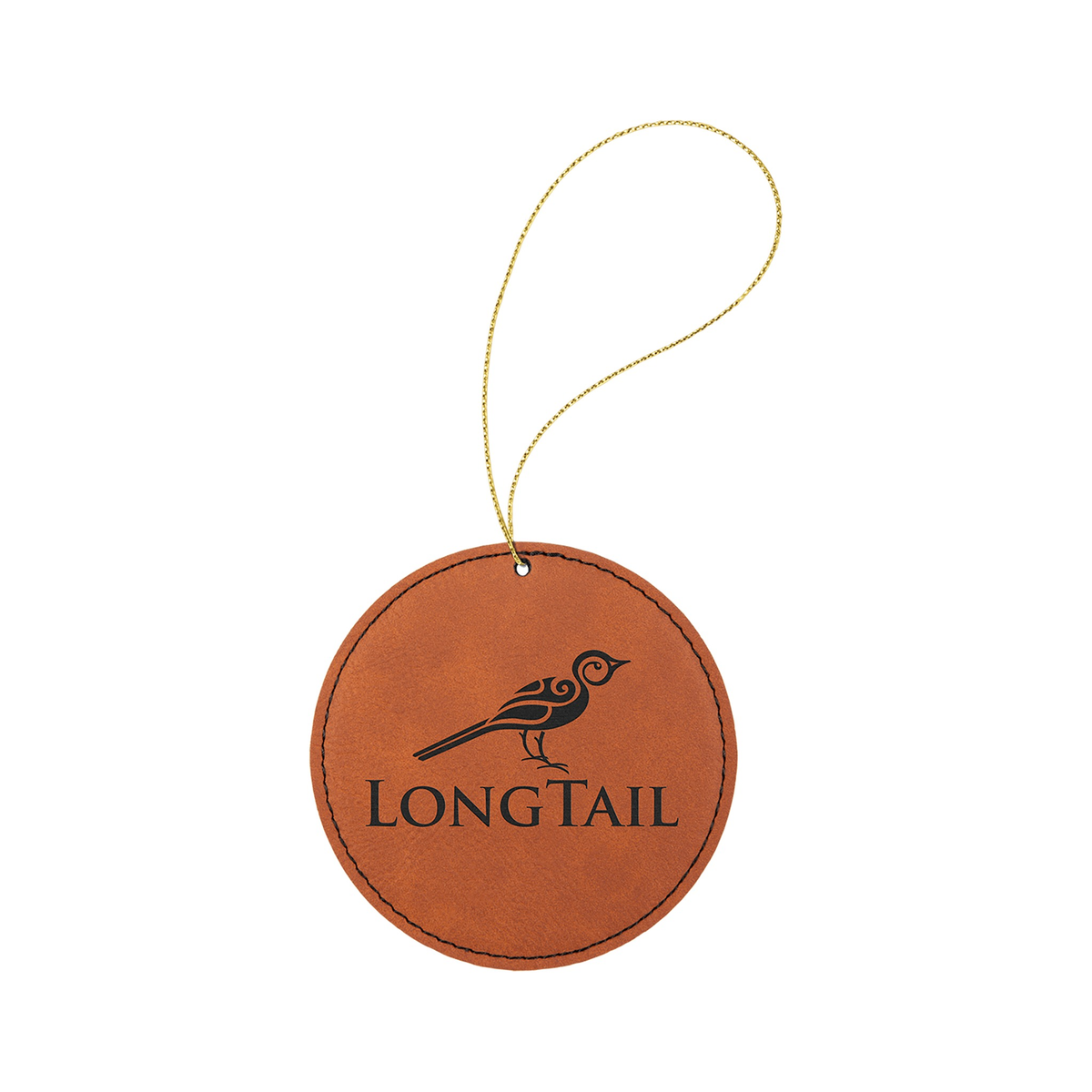 Leatherette Round Ornament with String 3.75"