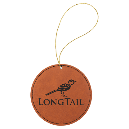 Leatherette Round Ornament with String 3.75"