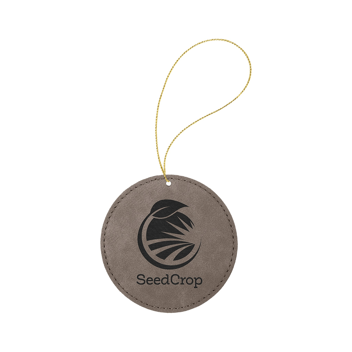 Leatherette Round Ornament with String 3.75"