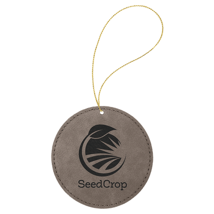 Leatherette Round Ornament with String 3.75"