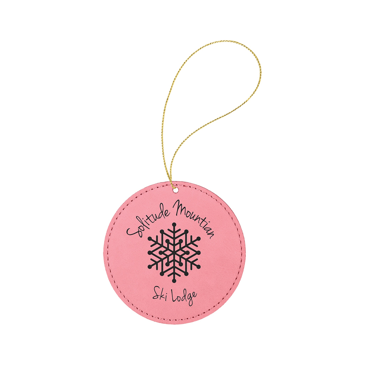 Leatherette Round Ornament with String 3.75"