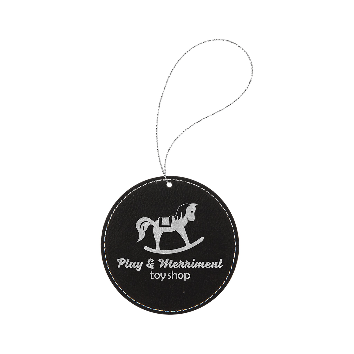 Leatherette Round Ornament with String 3.75"