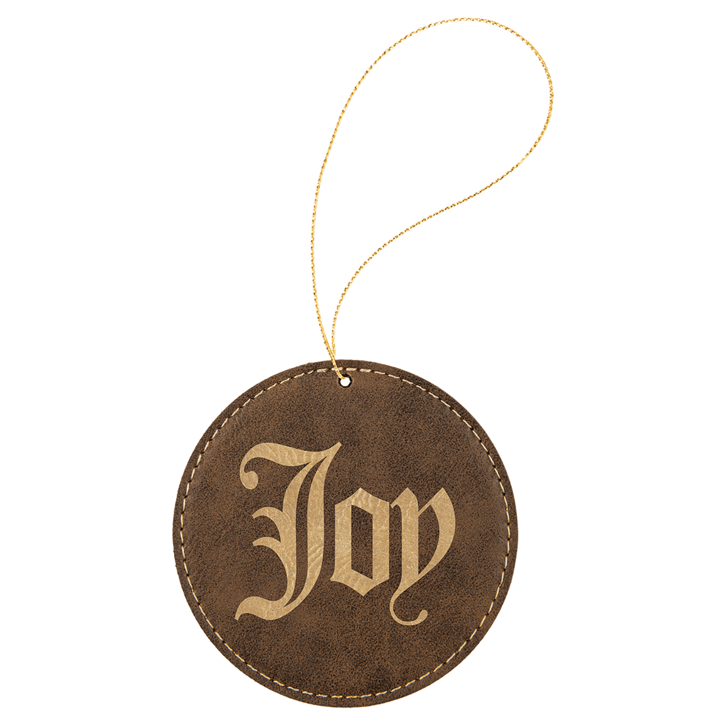 Leatherette Round Ornament with String 3.75"