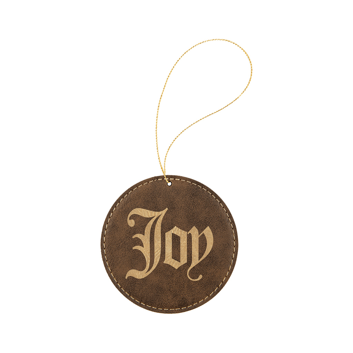 Leatherette Round Ornament with String 3.75"