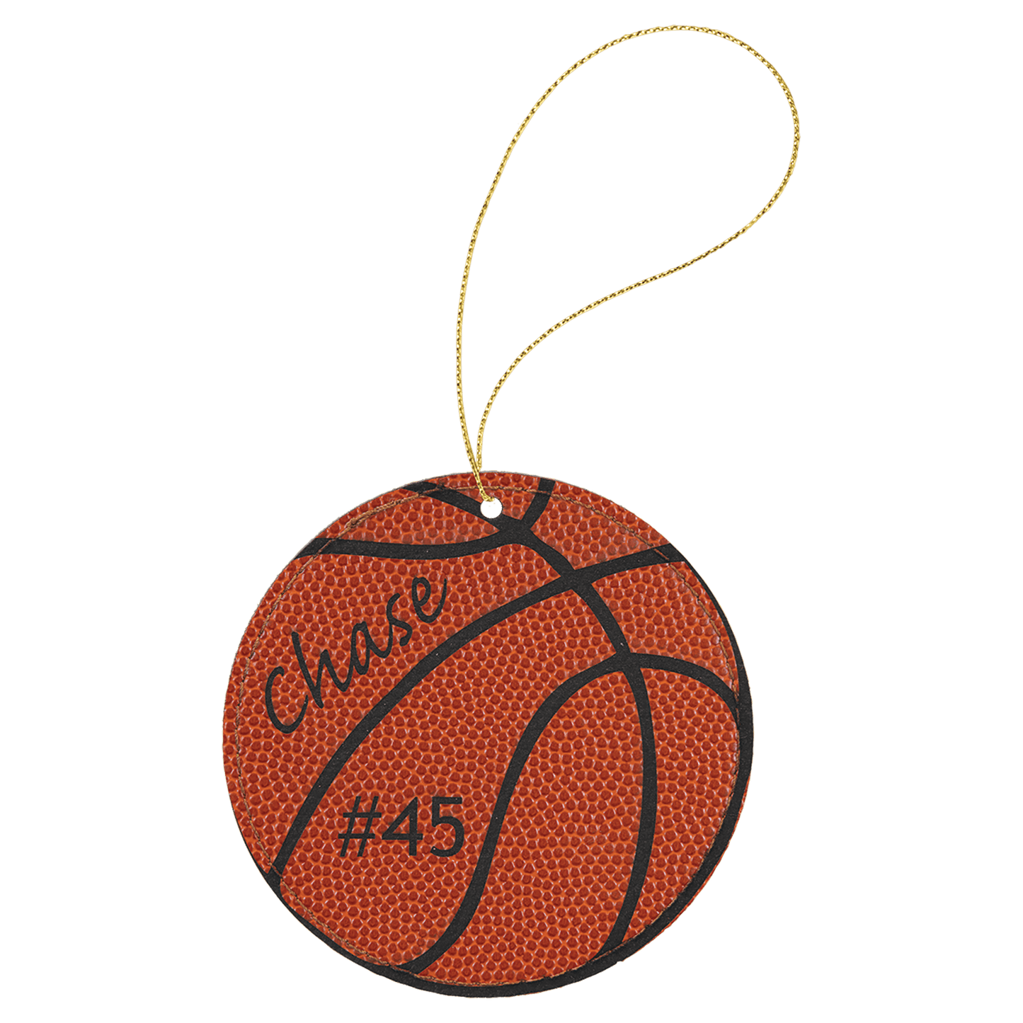 Leatherette Round Ornament with String 3.75"