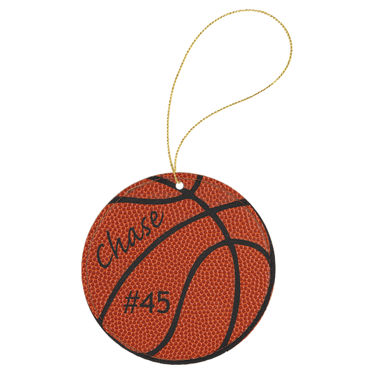 Leatherette Round Ornament with String 3.75"