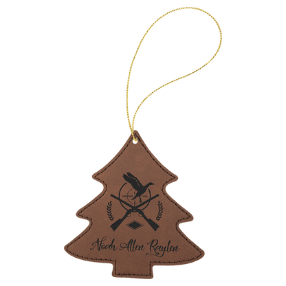 Leatherette Tree Ornament with String 4" x 4.5"