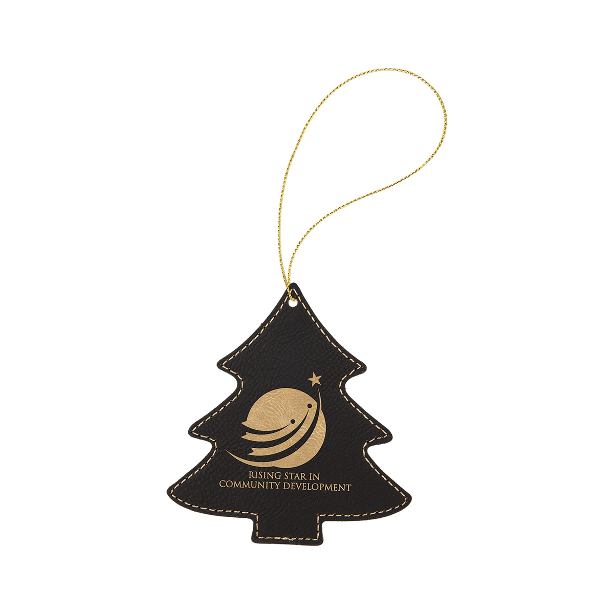 Leatherette Tree Ornament with String 4" x 4.5"