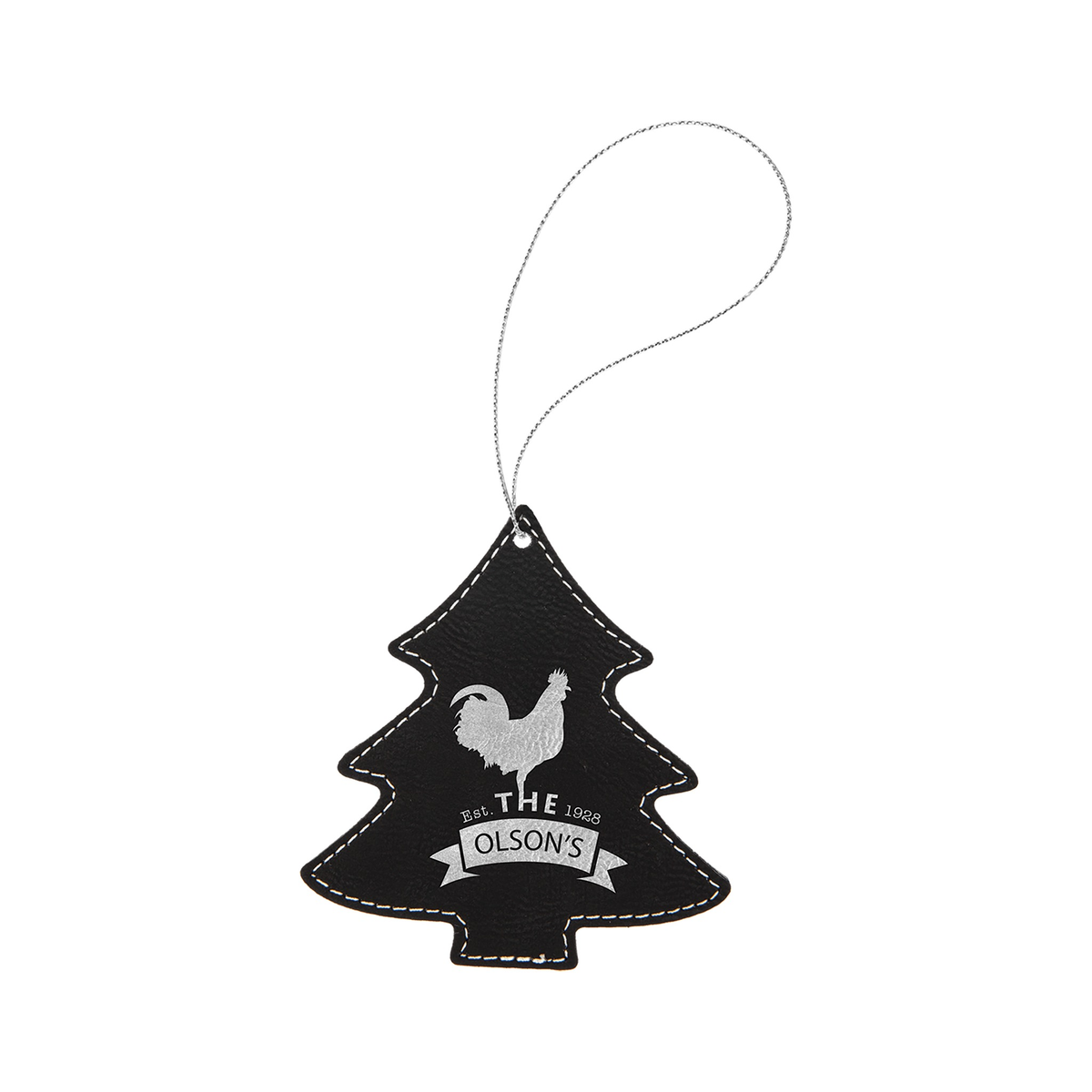 Leatherette Tree Ornament with String 4" x 4.5"