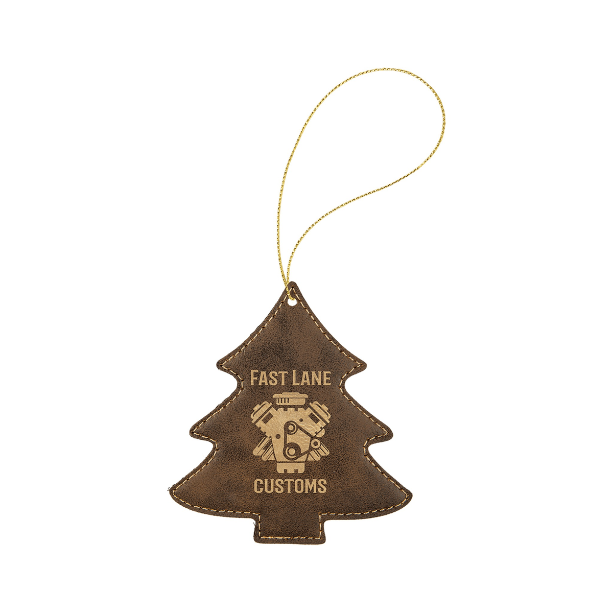 Leatherette Tree Ornament with String 4" x 4.5"
