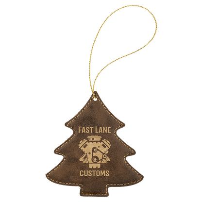 Leatherette Tree Ornament with String 4" x 4.5"