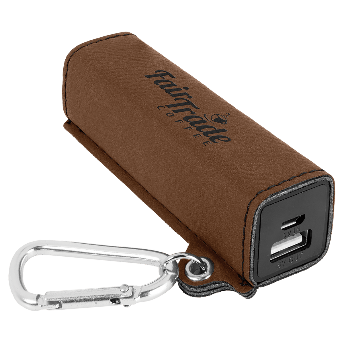 Leatherette 2200 mAh Power Bank with USB Cord, Dark Brown