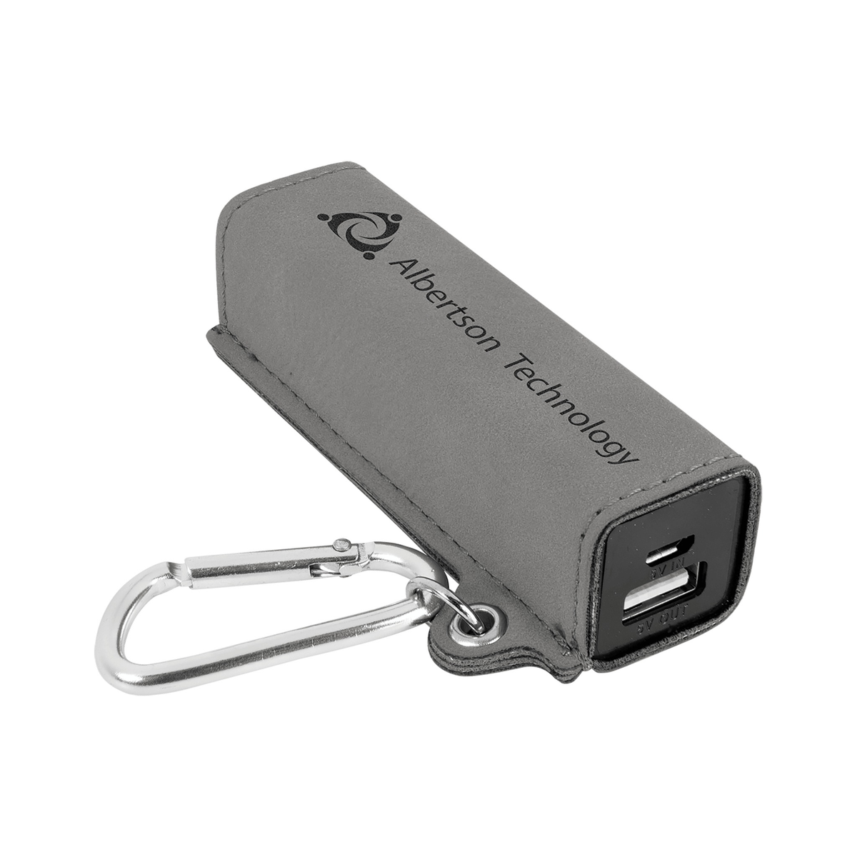 Leatherette 2200 mAh Power Bank with USB Cord, Gray