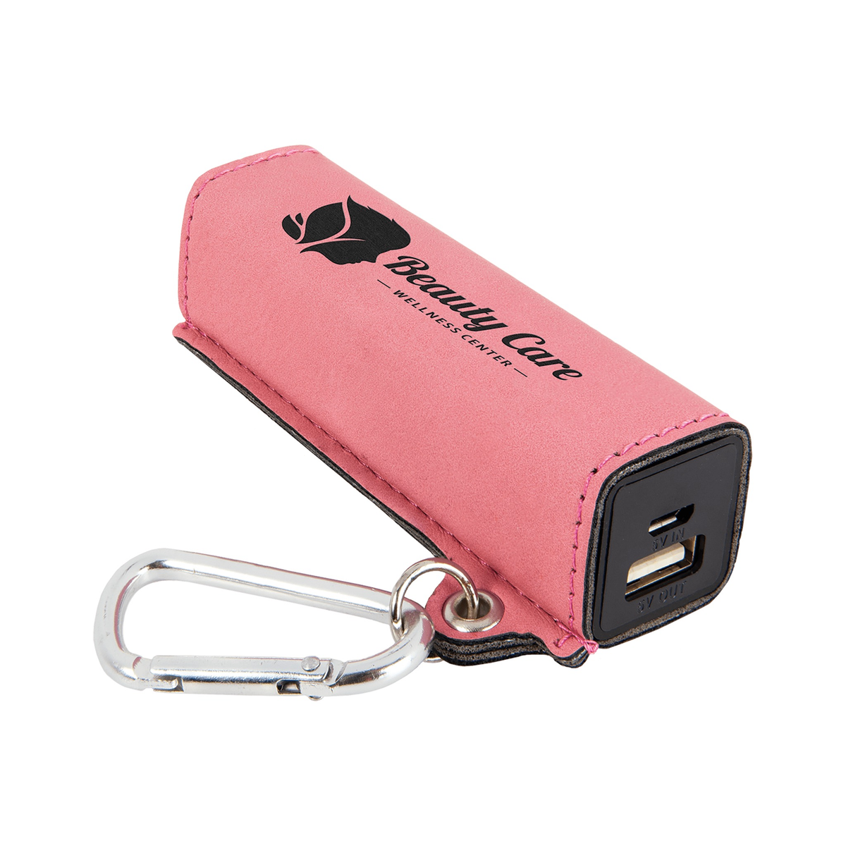 Leatherette 2200 mAh Power Bank with USB Cord, Pink