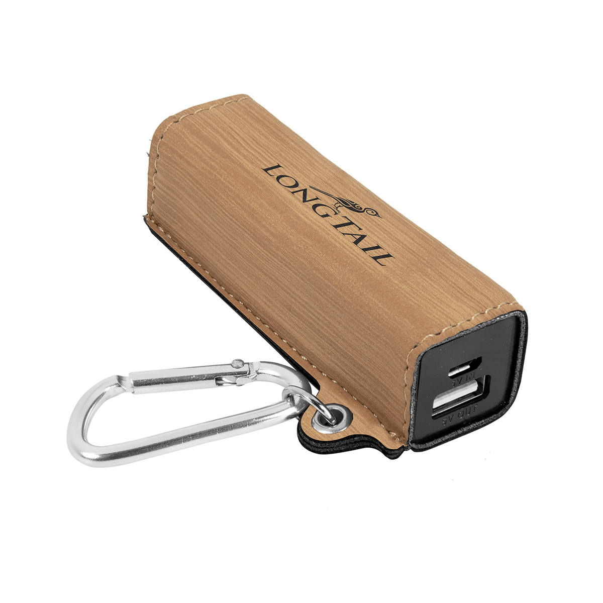 Leatherette 2200 mAh Power Bank with USB Cord, Bamboo