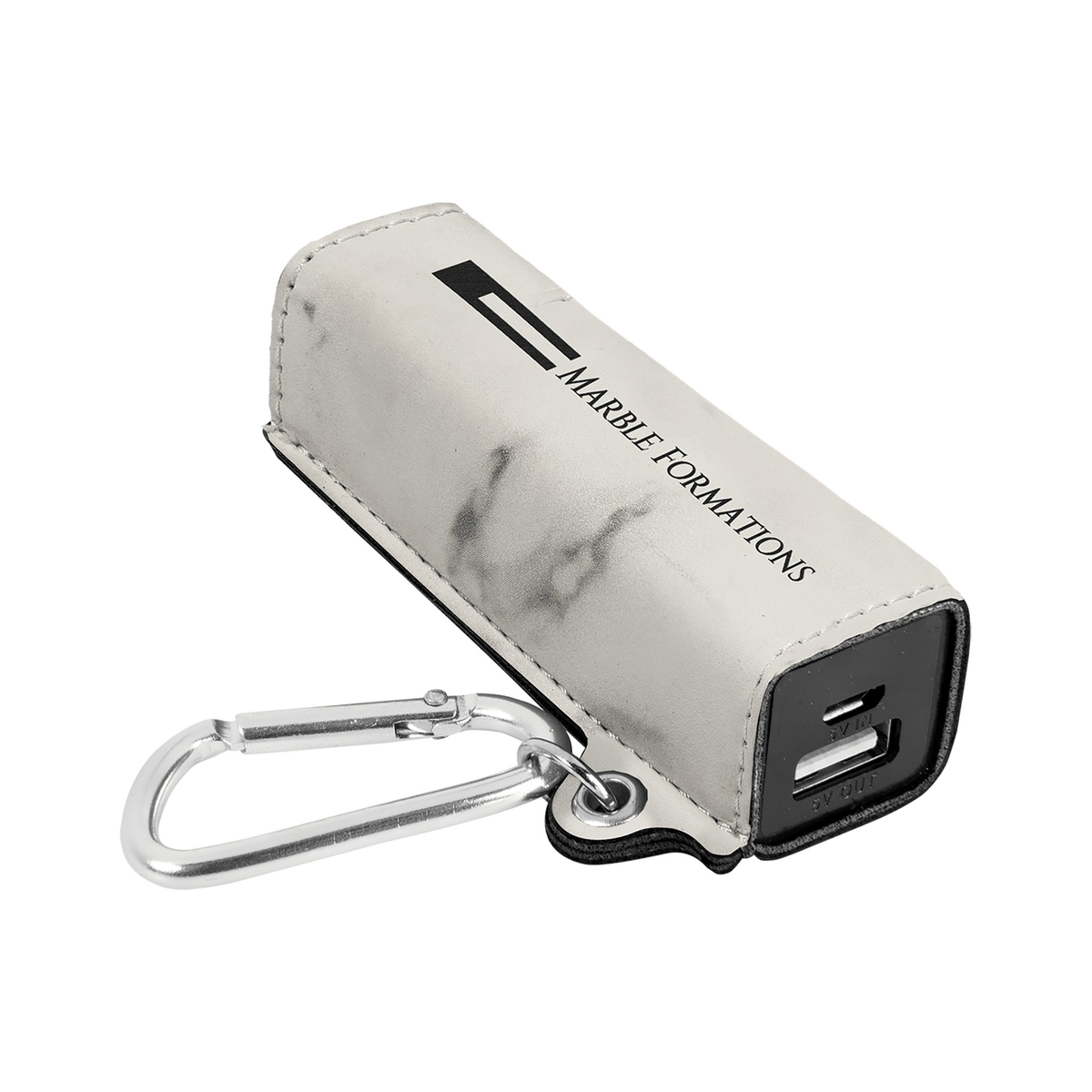 Leatherette 2200 mAh Power Bank with USB Cord, White Marble