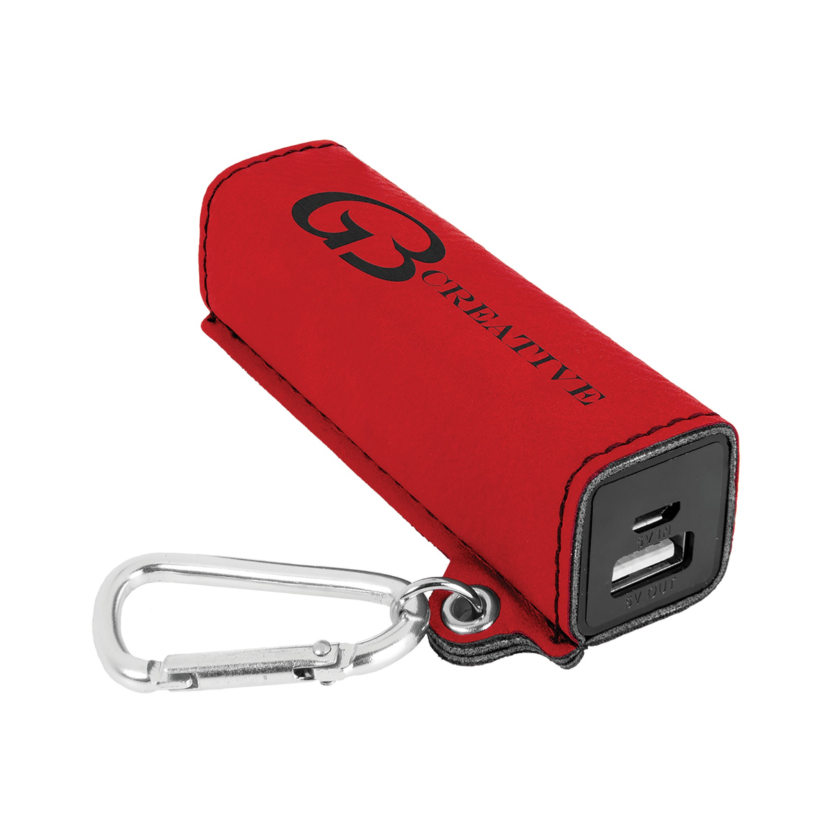 Leatherette 2200 mAh Power Bank with USB Cord, Red
