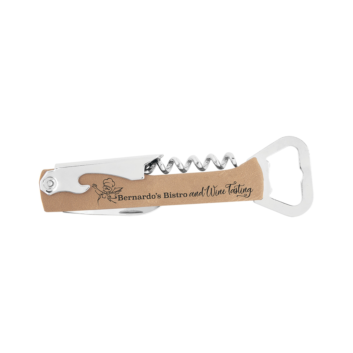 Leatherette and Cork Wine Bottle Opener
