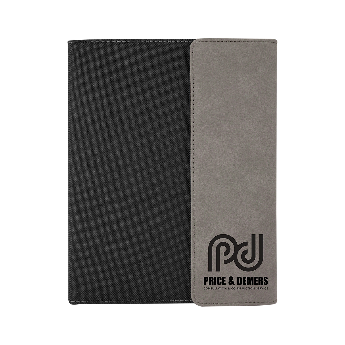 Leatherette/Black Canvas Portfolio with Notepad, Gray