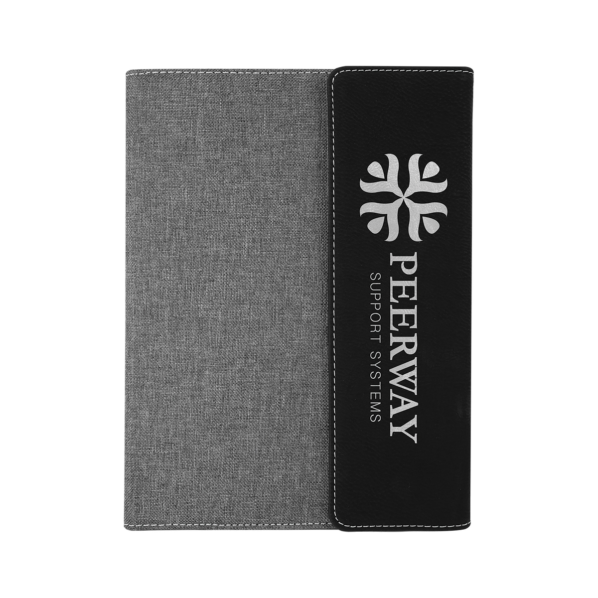 Leatherette/Gray Canvas Portfolio with Notepad, Black/Silver